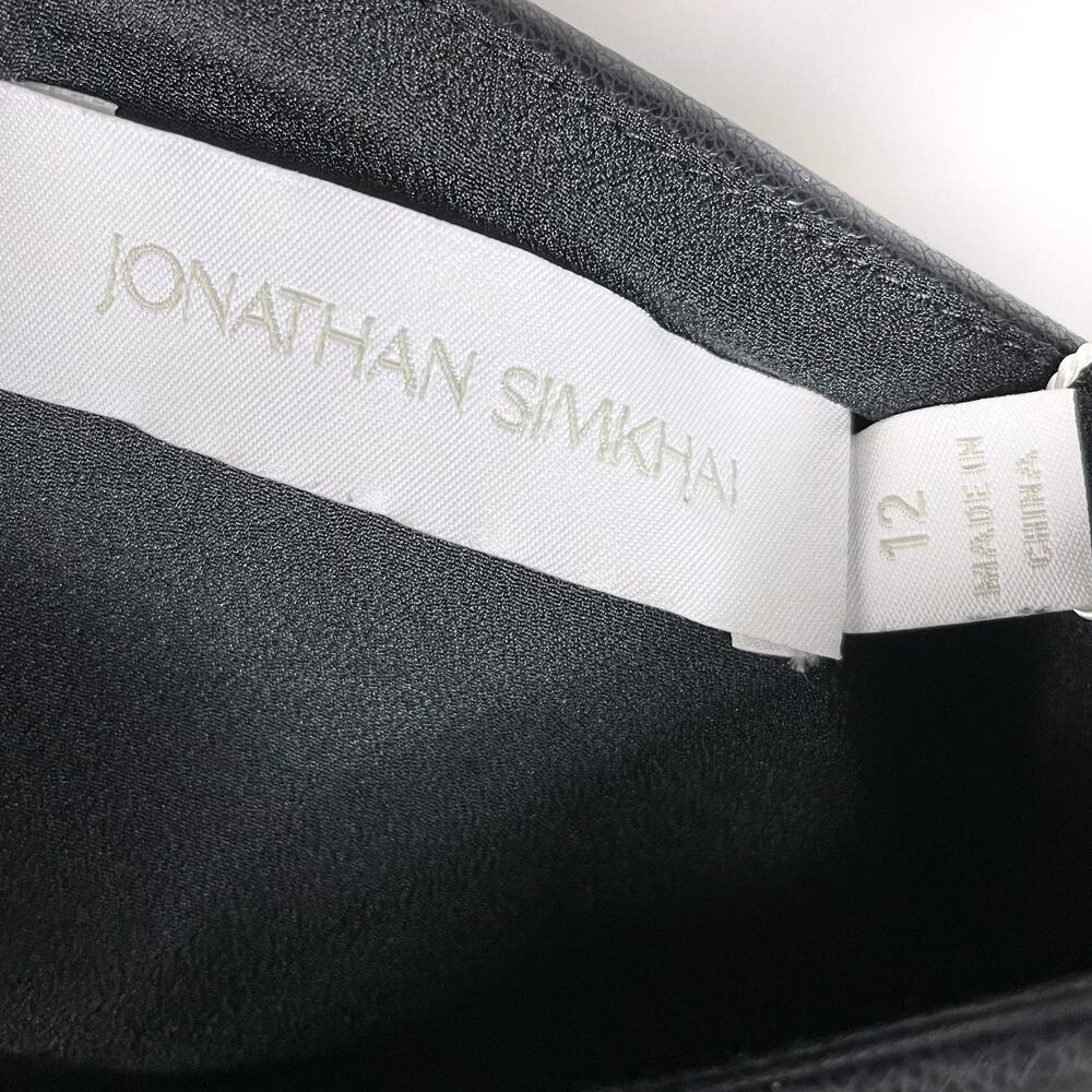 Jonathan Simkhai Jeslyn Dress Black Faux Leather Mini Sz 12 Shoulder Straps - Picture 5 of 9